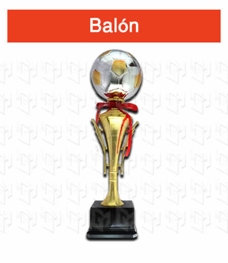 copa con balon arriba y cintas de colores