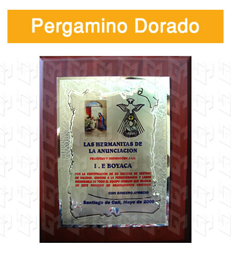 placa estampada aluminio dorado