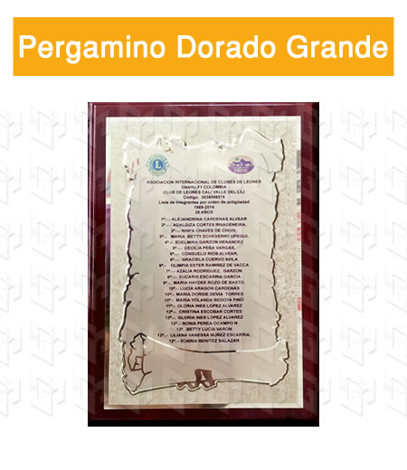 placa estampada pergamino