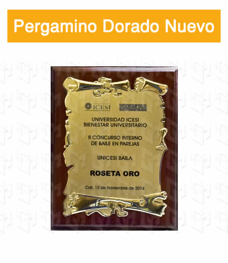 placa estampada aluminio dorado