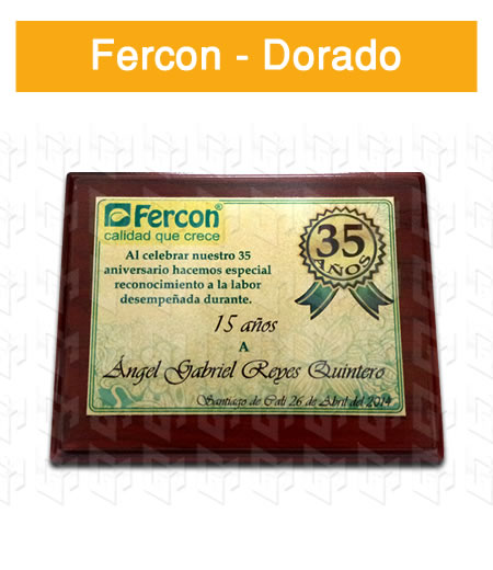 placa estampada aluminio dorado