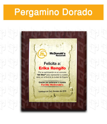 placa estampada aluminio dorado