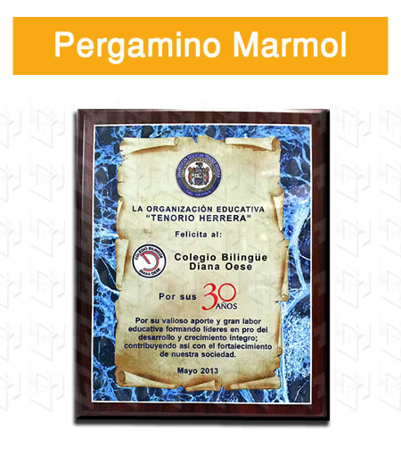 placa estampada pergamino