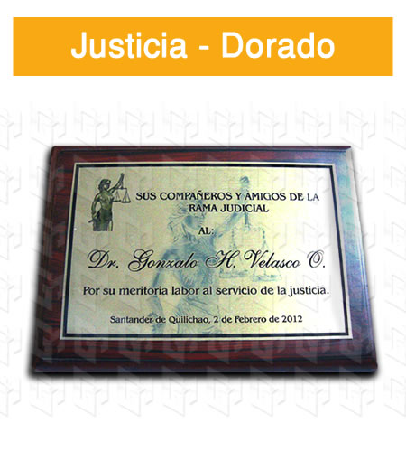 placa estampada aluminio dorado