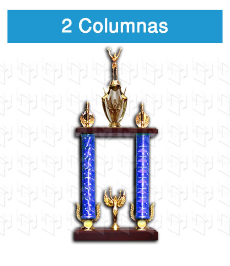 trofeo 2 columnas en madera y colores